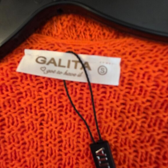 Galita Womens Cardigan Sweaters Open Front Knit Orange Small Oversized - Picture 10 of 15